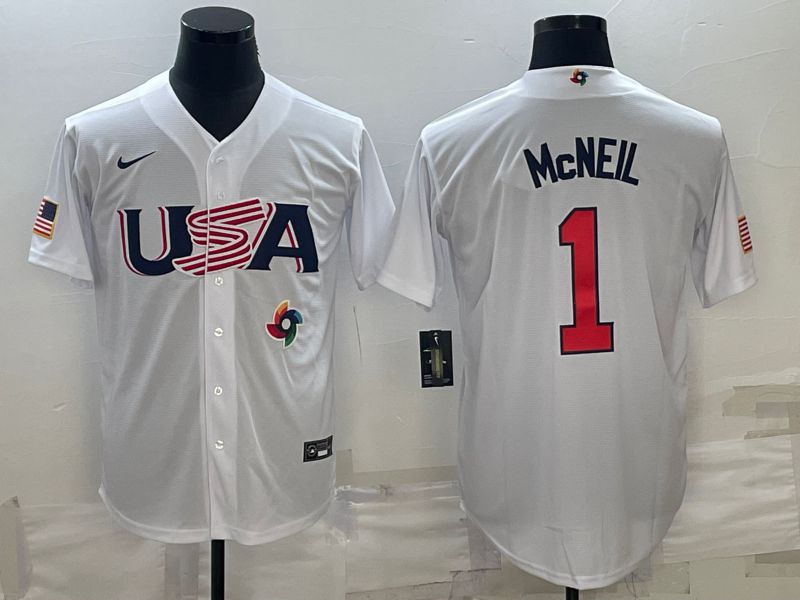 Men 2023 World Cub USA #1 Mcneil White Nike MLB Jersey2->more jerseys->MLB Jersey